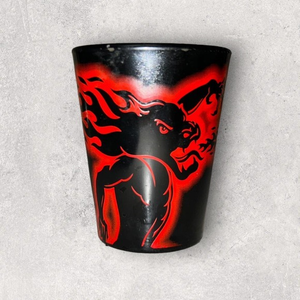 Fireball Cinnamon Whisky Shot Glass limited edition‎ Letter F black and red